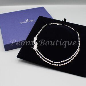 Swarovski 5493404 Nice feather crystal necklace jewelry elegant fashion silver